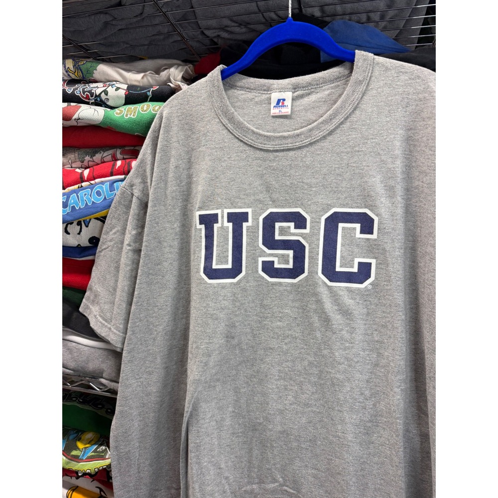 Russell Athletic USC Trojans T-Shirt Mens XL Gray Short Sleeve Collegiate 6642
